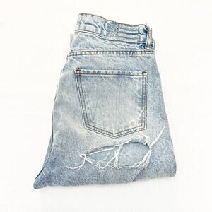 Revice Acid Wash Butt Cutt Straight Leg Ripped Denim Jeans Button Fly Size 30